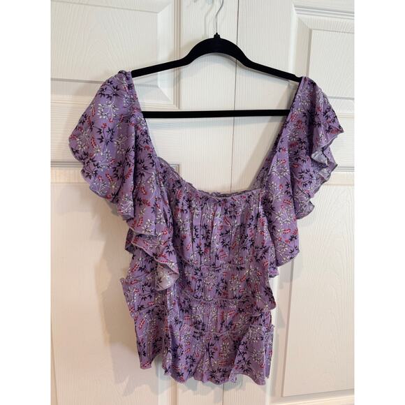 Easel Lavender Floral Ruffle Blouse – NWT – Size Small (Oversized) - Picture 1 of 6